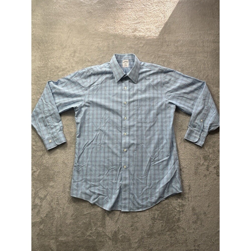 Brooks Brothers Regent Shirt Mens Size 16-2/3 Blue Red Check Cotton Button Up